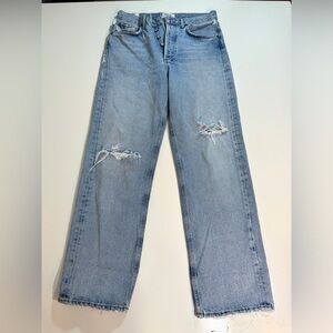 Agolde Faded Blue Button-Fly Jeans